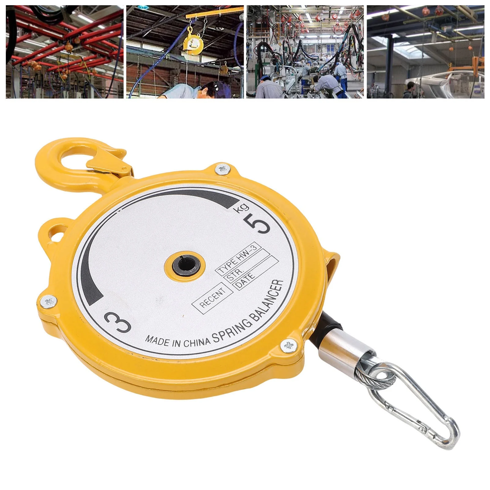 

Retractable Spring Balancer 3-5kg Load Capacity Self-Locking Retractable Tool Holder Includes 1.9m Steel Cable and Hook