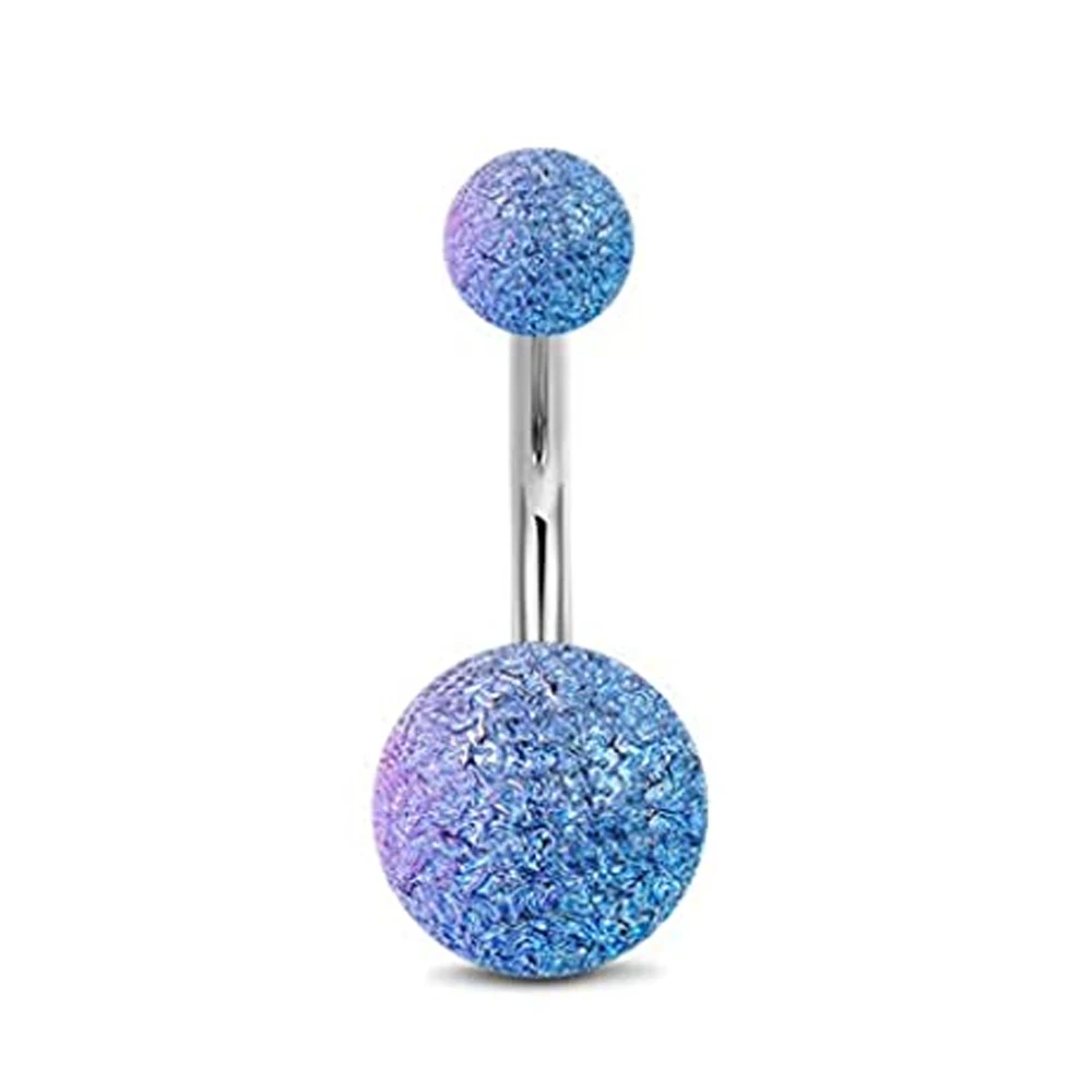 WKOUD 1Pcs/4Pcs Belly Button Rings Stainless Steel Navel Rings 4 Style For Women Girls 14G Body Piercing Blue