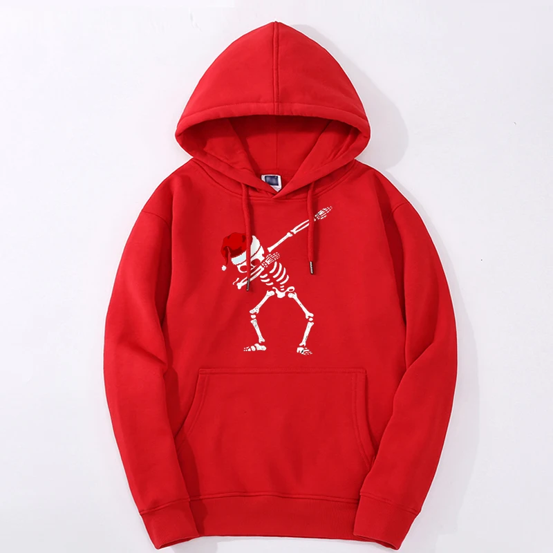 

Xmas Hoodies Dabbing Skeleton Shirt Santa Hat Christmas Shirt Dab Skull Thick Warm Hoody Fitness Sudaderas Body Warm Pullovers