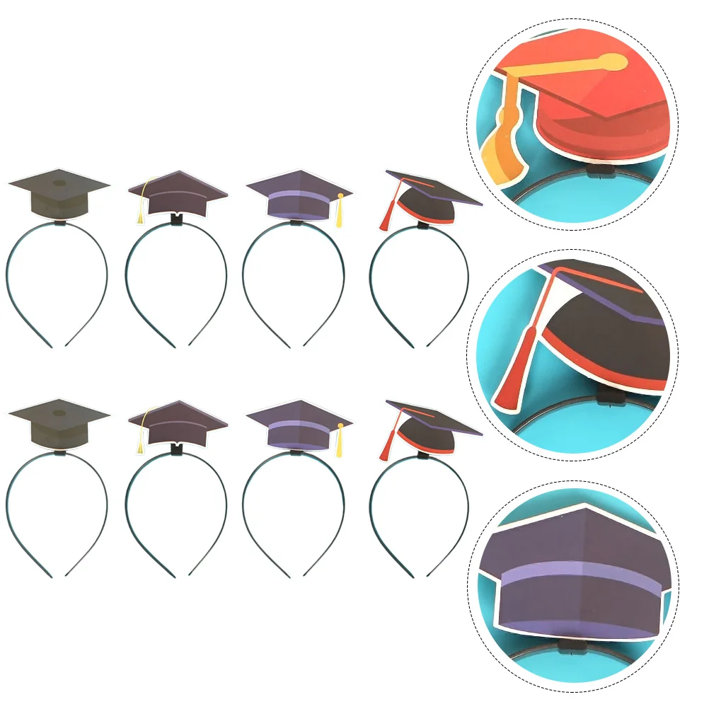 

8 Pcs Bachelor's Hat Headband Graduation Decorative Hair Bands Costume Accessory Decorations
