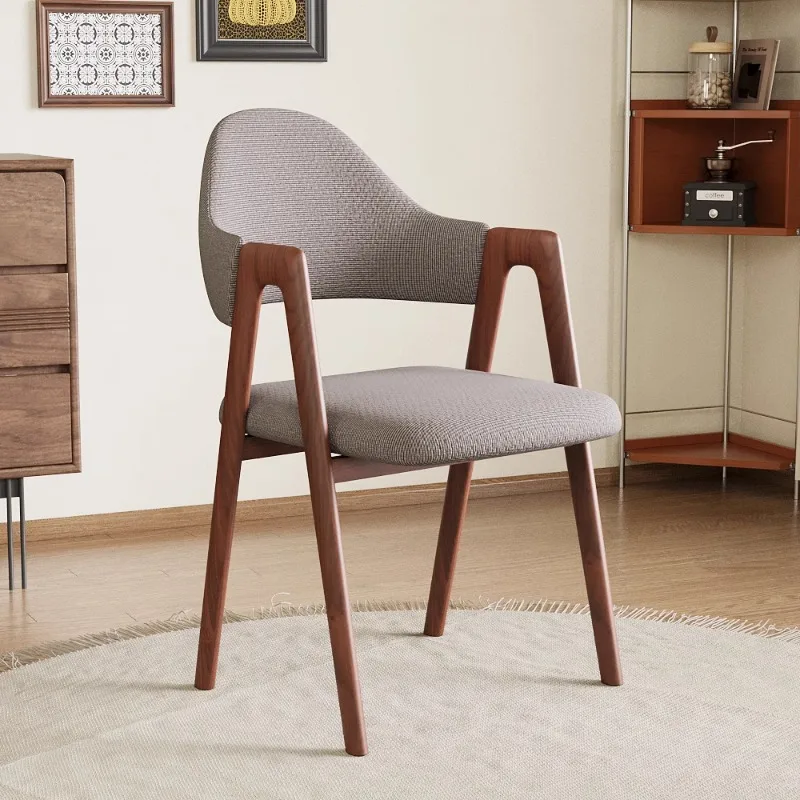 

Imitation solid wood dining chair Nordic negotiation chair backrest balcony with armrests office chair simple home leisure dinin