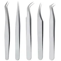 Pinzas para extensión de pestañas rectas antiestáticas, color gris mate, herramientas de maquillaje, rectas y curvadas de precisión Industrial