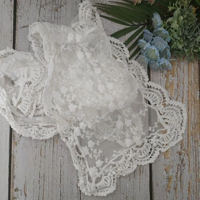 Vintage Lace Blanket Photo Background Infant Newborn Photography Backdrops Lace Flower Soft Basket Filler