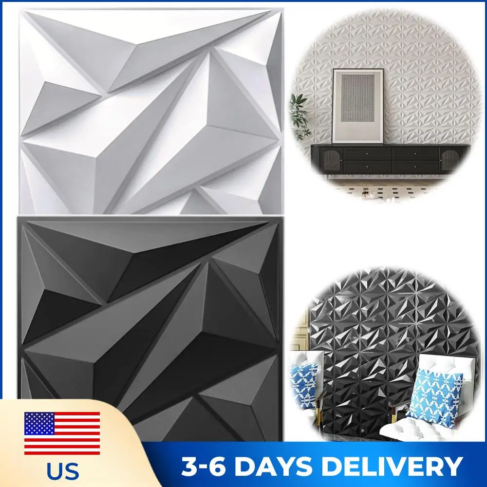 

50/100Pcs PVC Accent Textured Wall Panels 30x30cm Wall Covering Panels Black/White Mural Tile Panel Mold for Interior Wall Decor