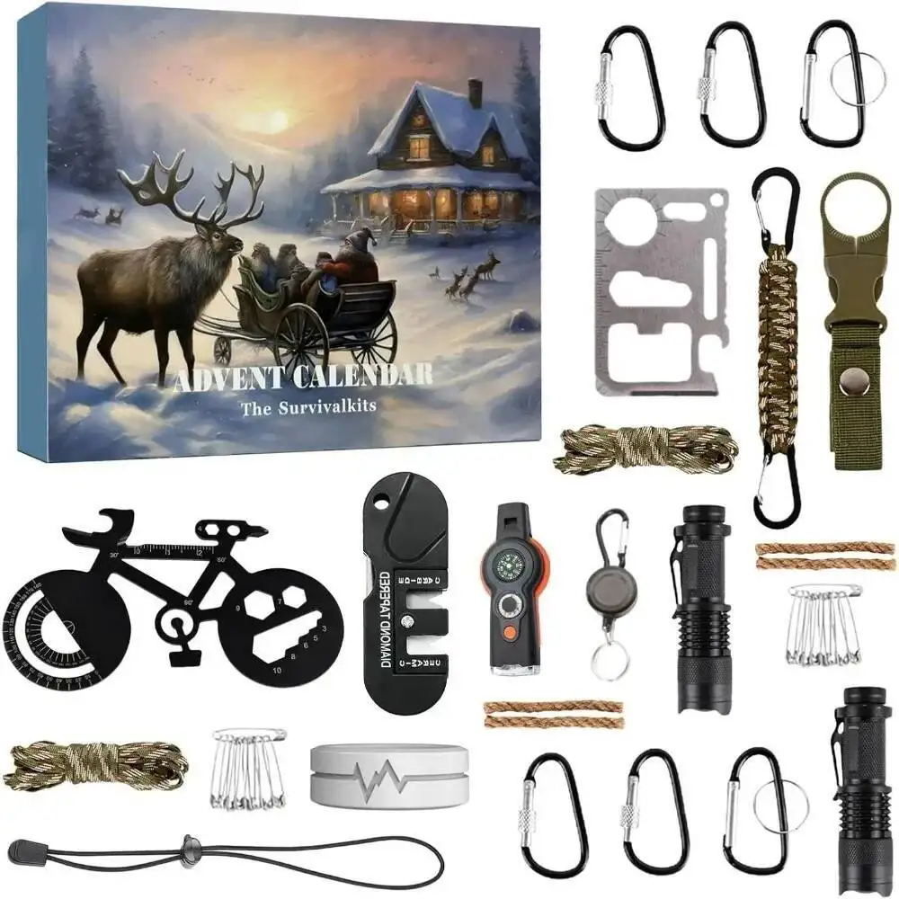 

Survival 2025,Survival Tool Mens Calendar,Survival Kit Christmas Advent Calendar For Climbers Anglers