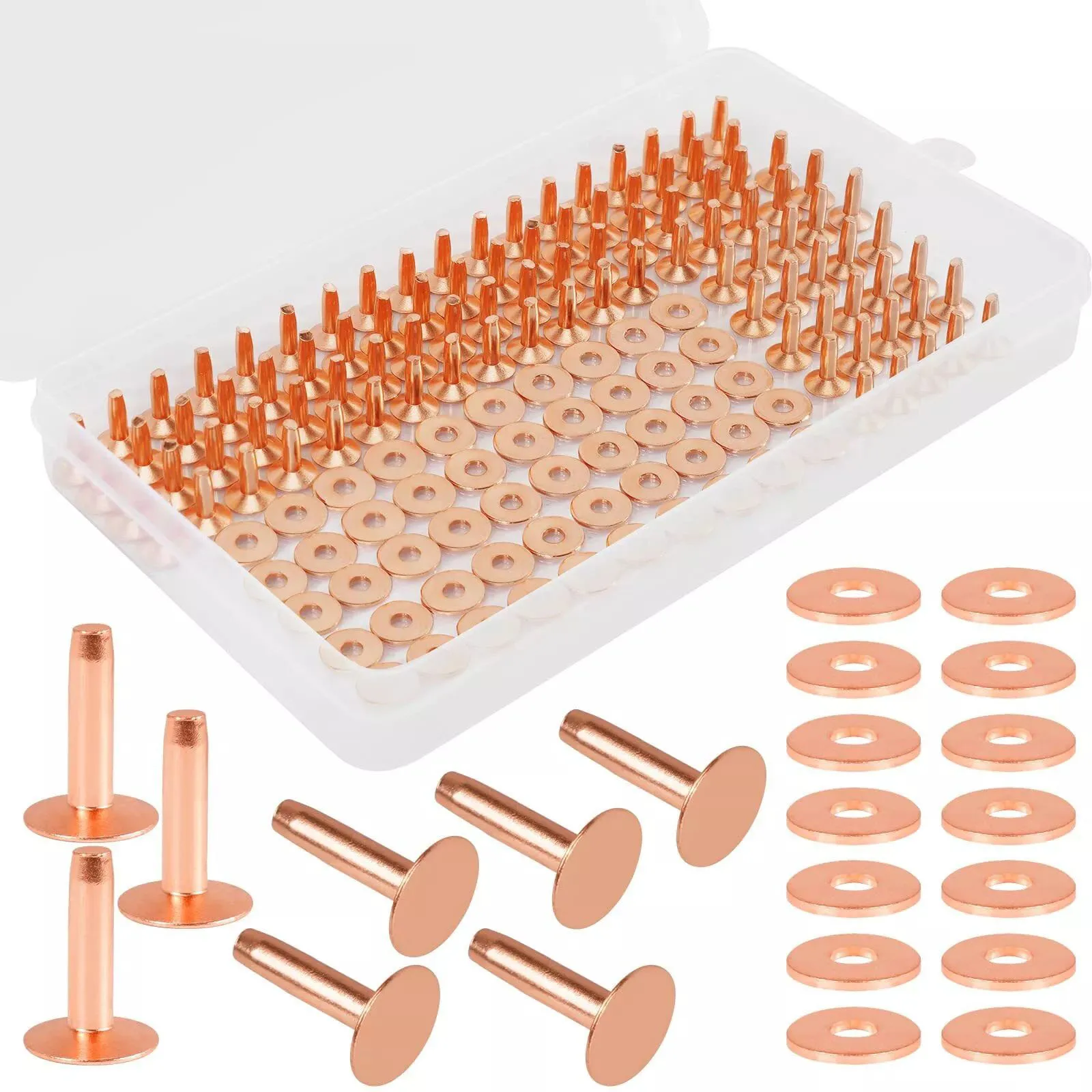 154Pcs/Set Copper Rivets For Leather Smooth Leather Rivets Without Pattern Pure