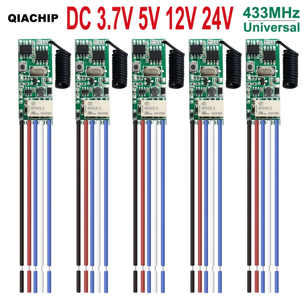 Uniwersalny bezprzewodowy przełącznik zdalnego sterowania 1 CH RF Przekaźnik Odbiornik LED Kontroler światła Zestaw DIY DC 3.7V 5V 12V 24V 433.92MHz