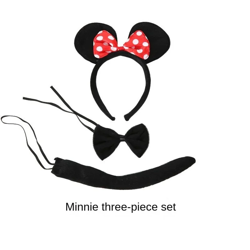 Bambini adulti peluche ragazze ragazzo animale Mickey Minnie coda fiocco fascia per capelli accessori di compleanno Costume Cosplay puntelli natale Halloween