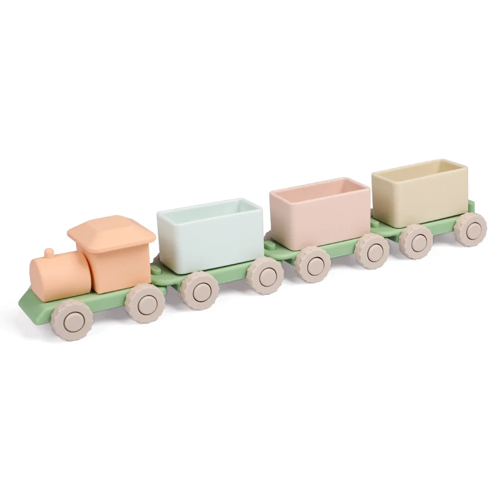 Jouet de train en silicone – Facile à assembler et à démonter, coulissant durable et lisse, adapté aux enfants, jouet éducatif