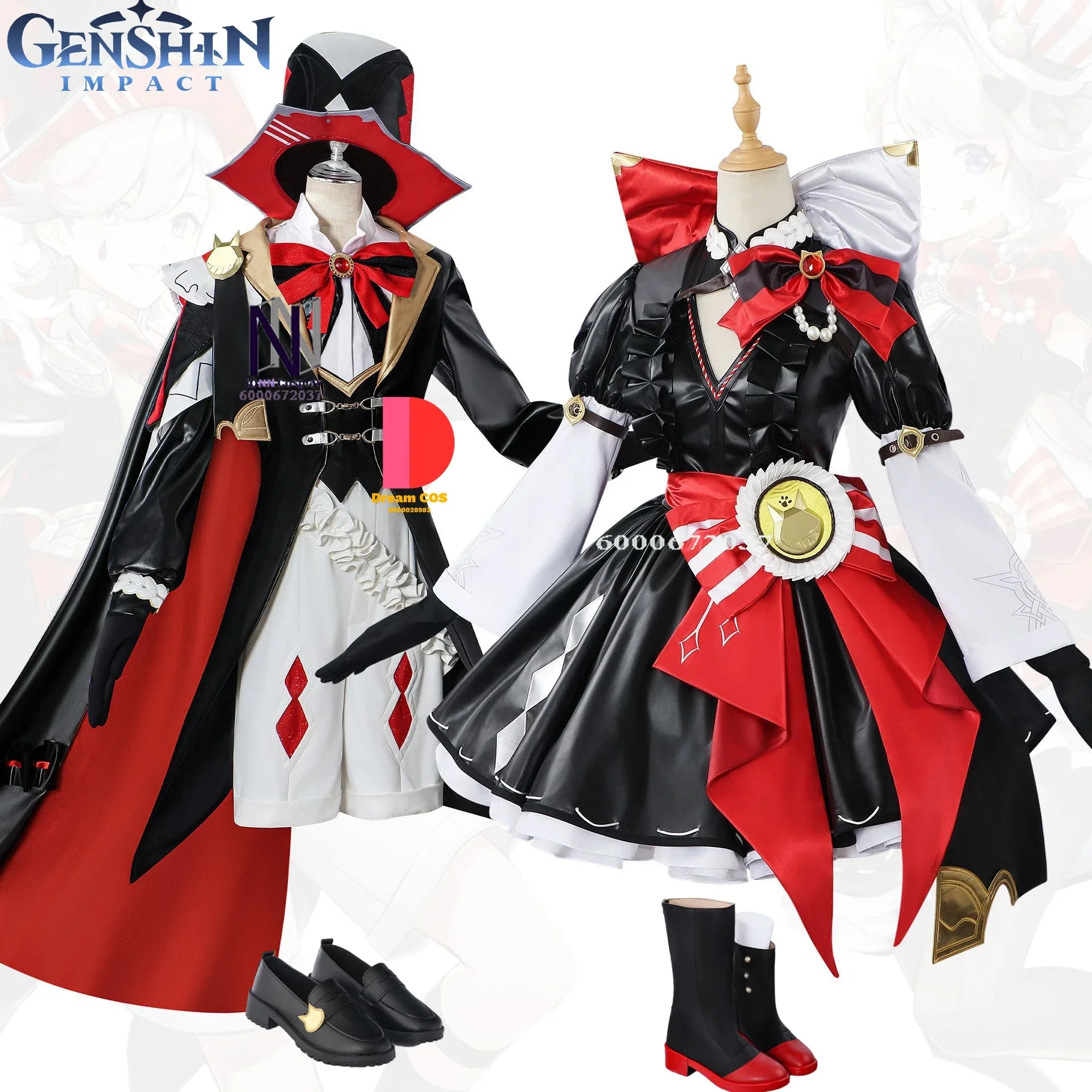 Genshin Impact Newly Lyney Lynette Cosplay Game Cosplay Costume Fontaine Magician Suits Hat Anime Maid Role Play Dress Wig