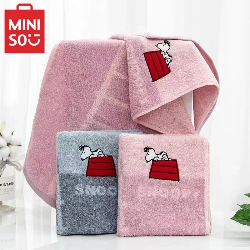 72X34cm Miniso Snoopy Ladder Cotton Towel Cute Dog Bath Towel Super Soft Home Bathroom Washing Hand Face Towel