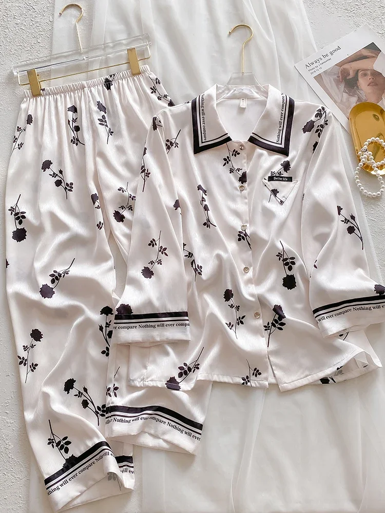 

New High end 100% Silk Nightwear 2025 Long Sleeve Thin Home Clothing