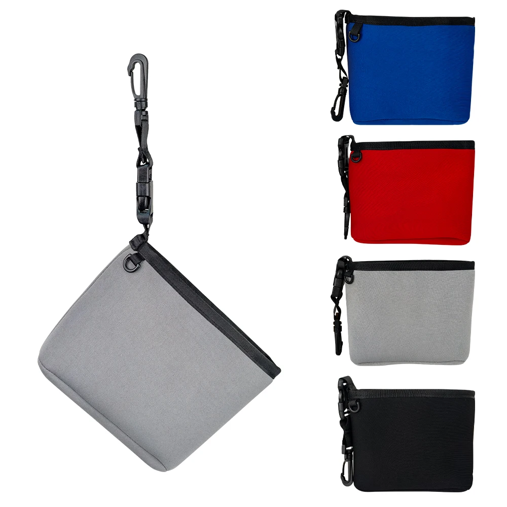 Portable Golf Ball Wash Bag, Durable Zipper Pouch with Hook for Golf Accessories Storage