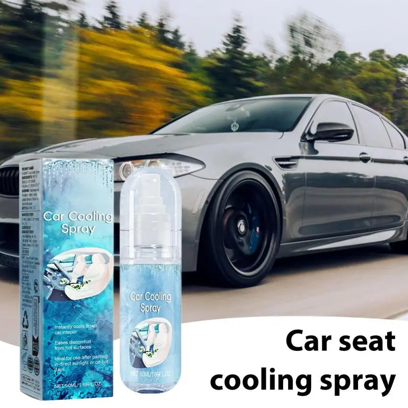 Cooling Spray 50ml Car Air Freshener Seat Cooler Quick Cooling Agent Clothes Cold Spray For Hot Days Cooling Skin Relief Hot