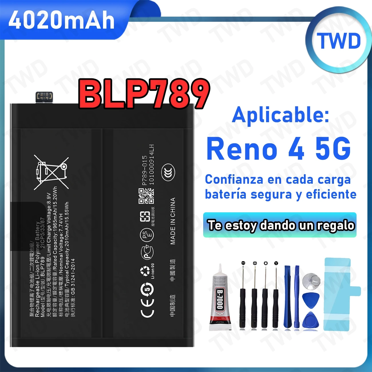 

BLP789 Large capacity Battery For OPPO Reno 4 5G Batteries New High Quanlity+Free Tools 127