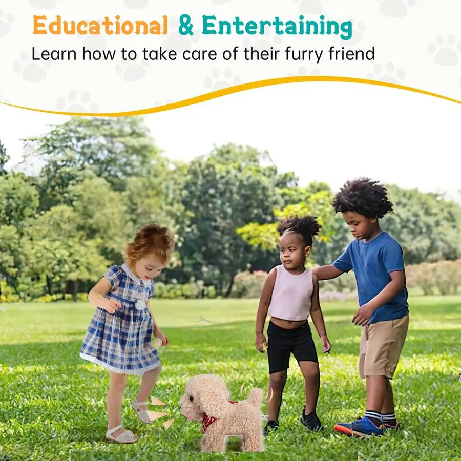 Perro de juguete de peluche para caminar, perro robot electrónico con Control remoto, cola vibratoria realista, juego de aseo rico, juguete de regalo para niñas a