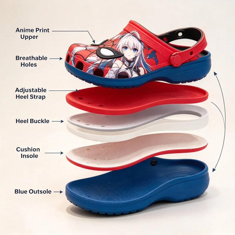 Crocs New Masked Spider-Man Second Generation Joint Hole Shoes Outdoor Non-slip Breathable Sandals Beach Shoes view 2