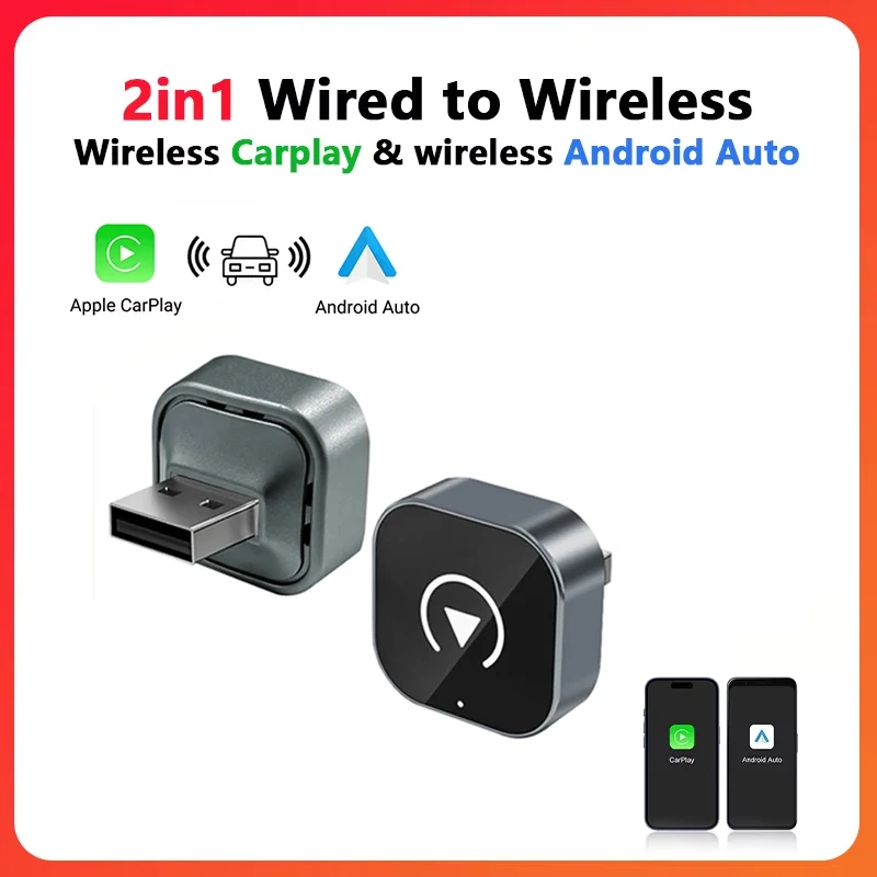 Nouveau Super Mini Carplay AI Box filaire vers sans fil CarPlay et Android Auto 2in1 Box 5GHz WiFi5 pour 99% Original filaire CarPlay/voiture automatique