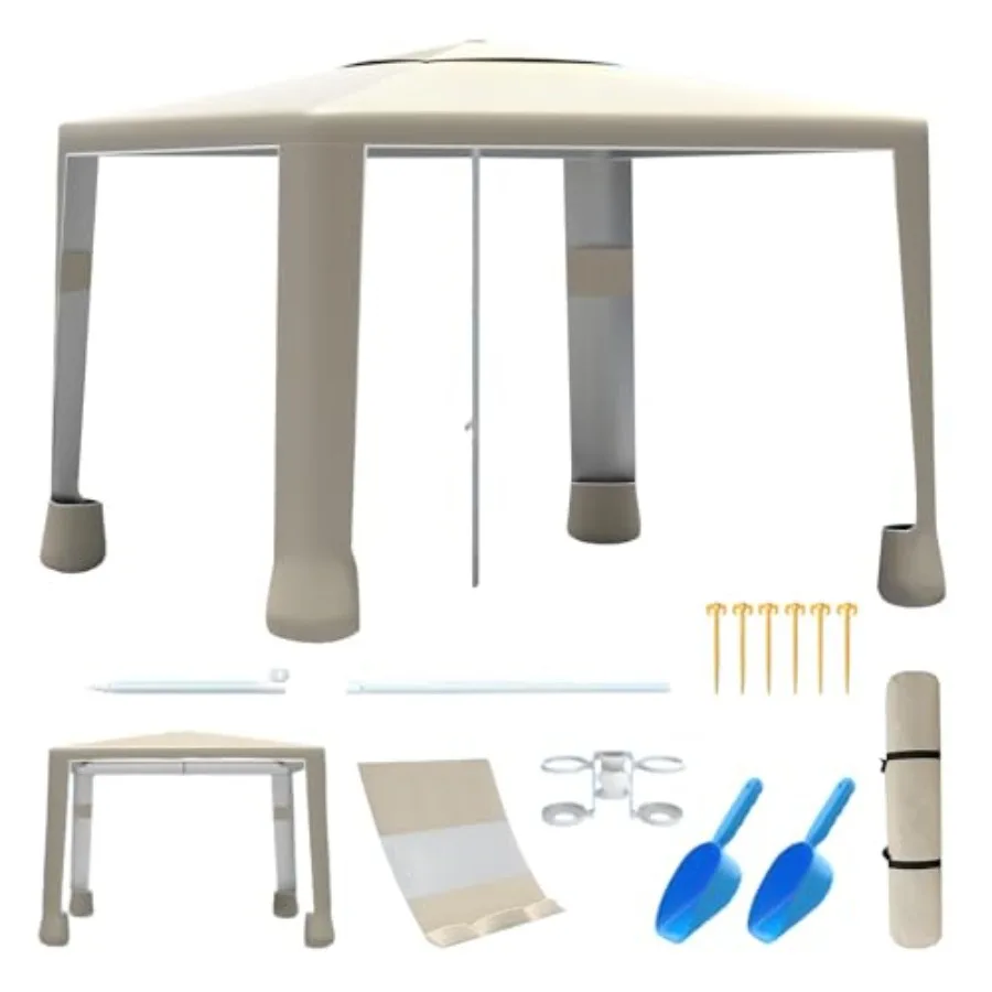 

8'×8' Large Beach Tent for 4-6 People Easy Setup Beach Sun Shelter with UPF 50+ Protection Adjustable Height Wind Resistant Bea