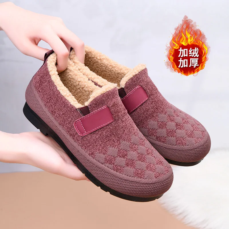 

2025 Women's Winter Plush Thick Warm Women's Cotton Shoes Lightweight and Comfortable Boken Shoes New Style