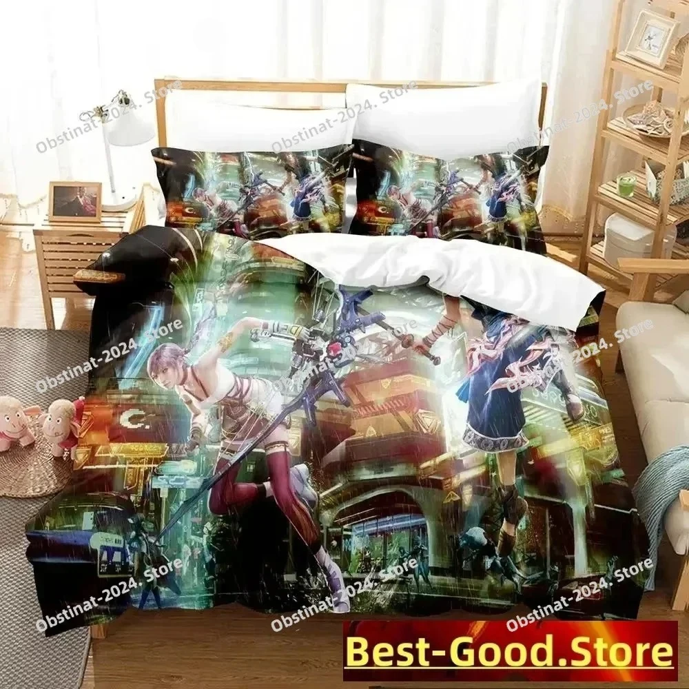 

Anime Game FINAL FANTASY XIII-2 Bedding Set Printed Bed Set Duvet Cover Sheet Pillowcase Soft Quilt Cover Full Queen King Size