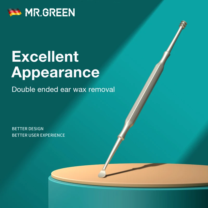 MR.GREEN Double Head Ear Wax Removal Ear Cleaner Double End Earwax Remover 360° Cleaning Ear Pick Stainless Steel Ear Care Tools