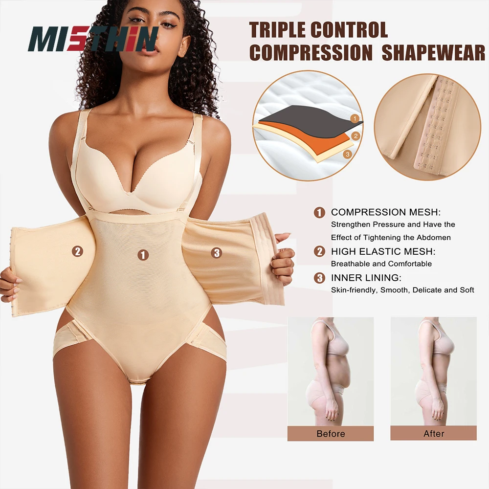 MISTHIN  Sexy Shapewear Waist Bodysuit For Women Slimming Body Sculpting Waist Trainer Black Skin Full Body Shaper Tummy Girdle
