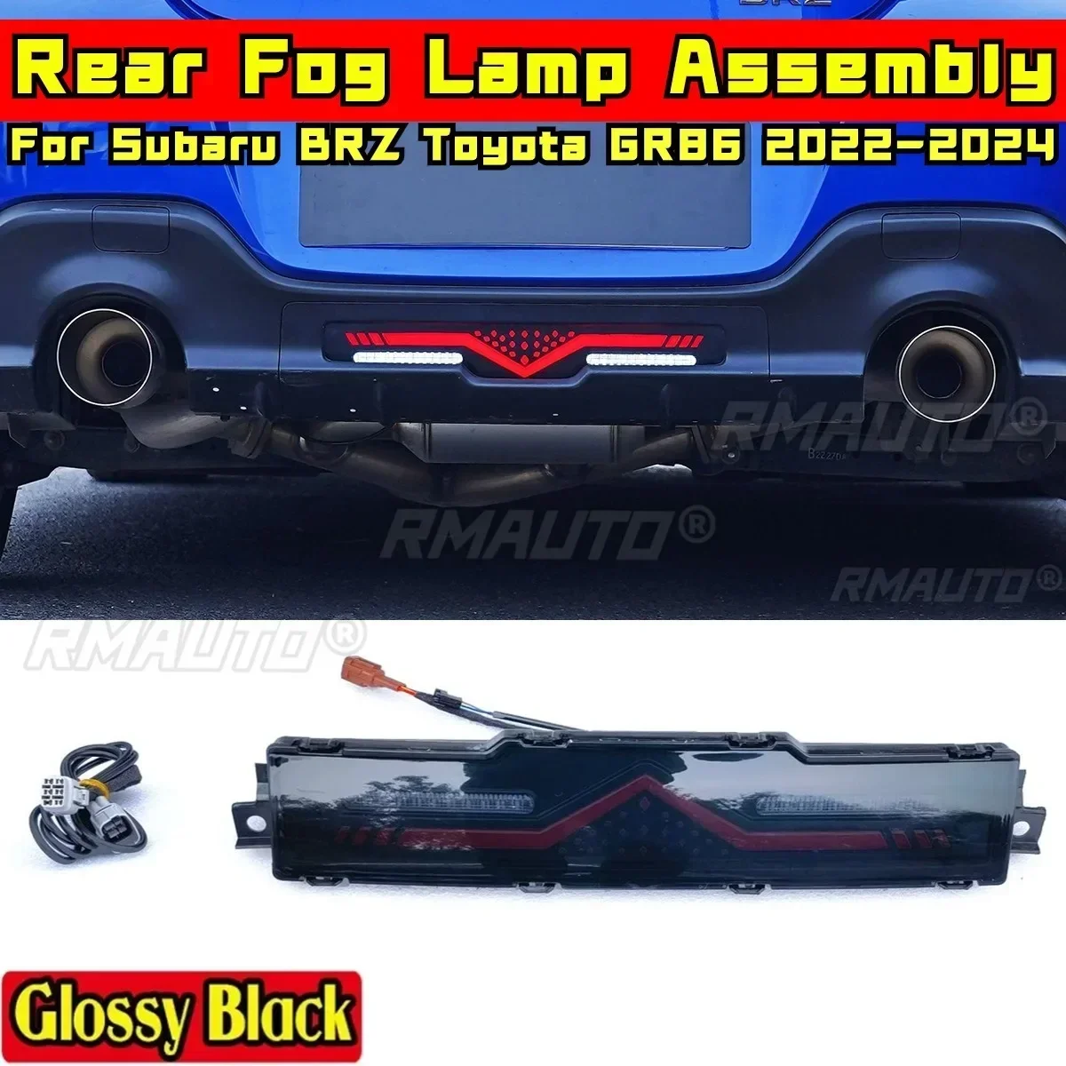 BRZ GR86 Rear Fog Lamp Assembly Glossy Black Sport Style Brake Cruise Light For Subaru BRZ Toyota GR86 2022-2024 Car Accessories