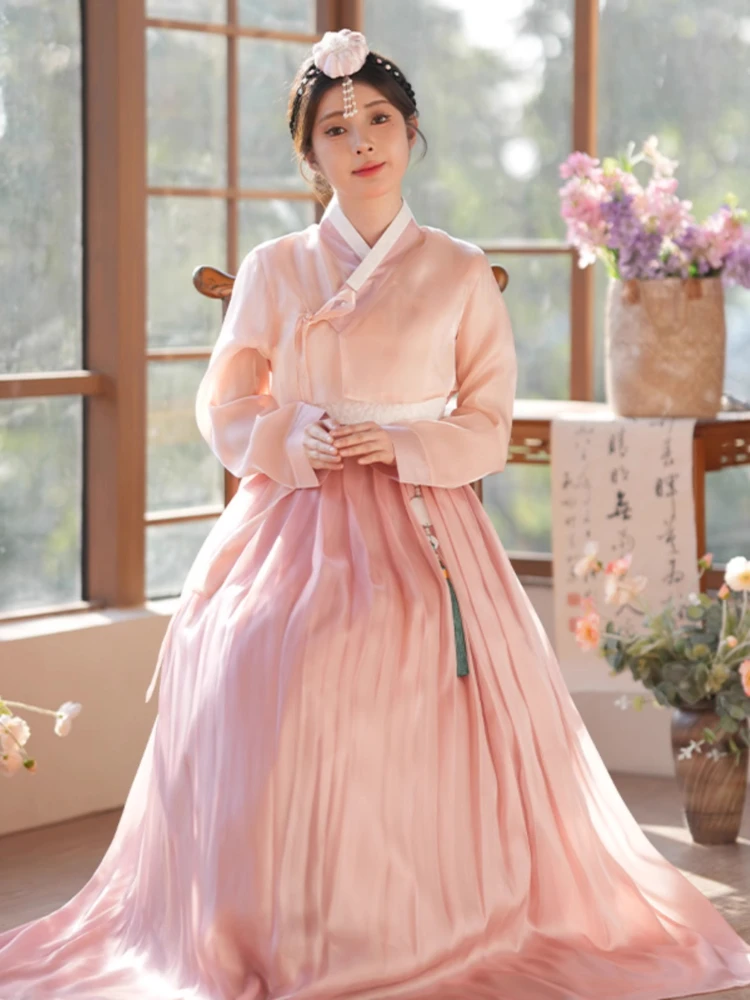 

Korean Traditional Hanbok Dress Vintage Elegant Folk Dance Wear Stage Lady Ethnic Minority National Dancewear Wedding Party