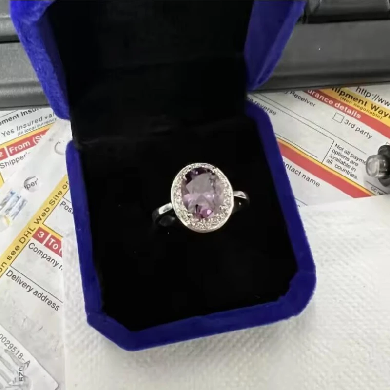 

Princess Diana Lab Amethyst Diamond Promise Ring Wedding Band Rings for Women Bridal Engagement Party Jewelry