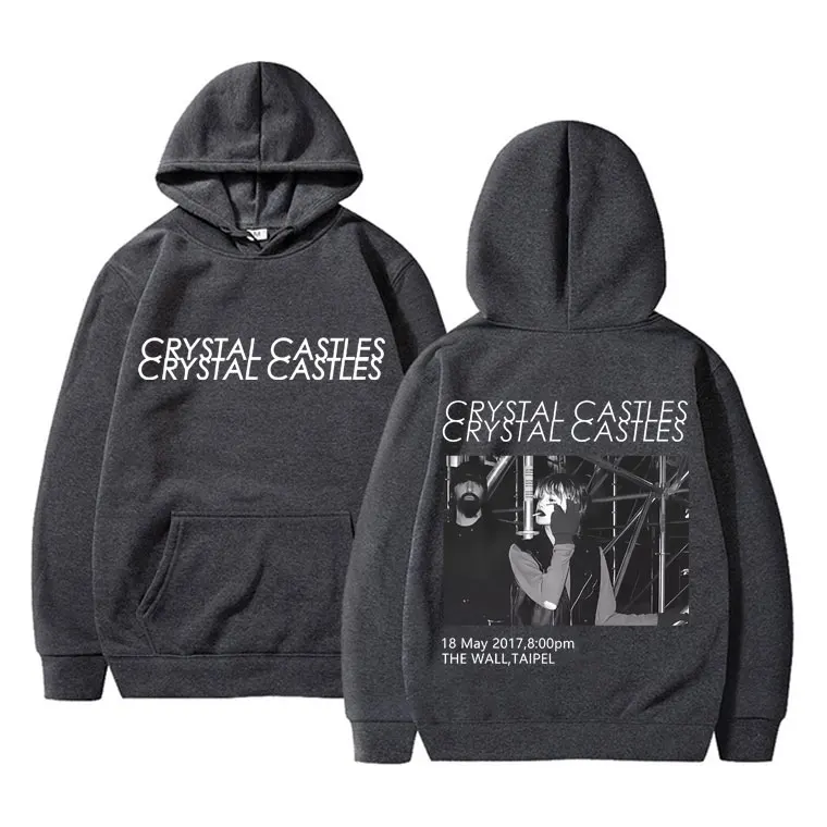 Canada Band Crystal Castles Double Sided Print Hoodie Men Women Gothic Punk Sweatshirt Men's Rock Oversized Pullover Streetwear