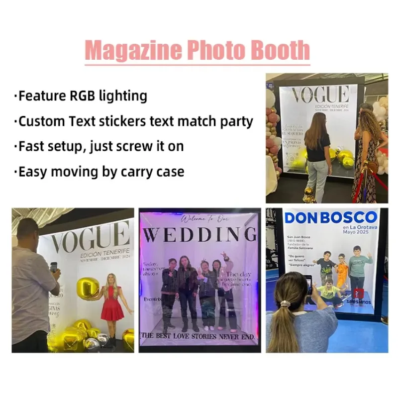 Wholesale Custom New Design Magazine Photo Booth Box Used Wedding Party Selfie Video Free Accessories Fashion Photo Booth Box