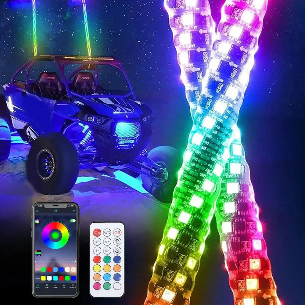 

2pcs LED flagpole light Decorative ambient light beach motorcycle RGB Atmosphere lights for cross country vehicle Antenna light