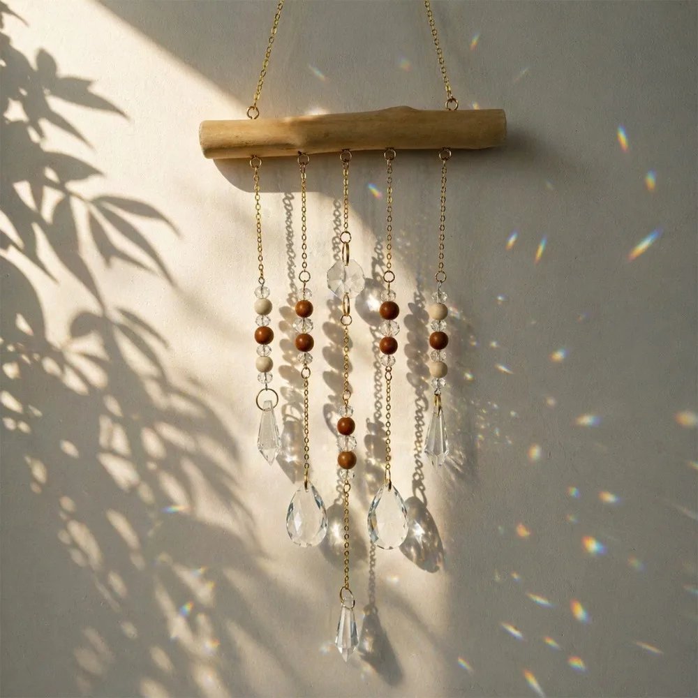 Rainbow Wind Chimes Dreamy Star Hanging Pendant Window Wind Bells Outdoor Crystal Pendant Suncatcher Home Garden Decorations