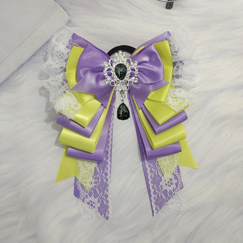 

Original Design Handmade Lolita Long Ribbon Bow Anime Concert Hand Light Shirt Dress Collar Flower Bowkont Brooch Accessories