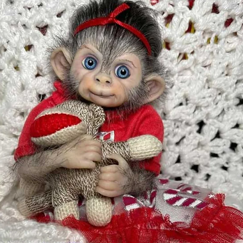 8inch Reborn Doll Kit Anna Banana Cute Monkey Unfinished Doll Parts with Body and eyes