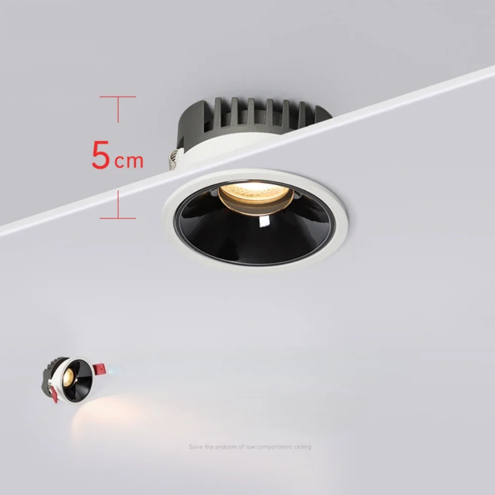 

Recessed Aluminum Ultra-Thin Spotlight COB Downlight Dimmable Indoor Adjustable Ceiling Light 7W9W12W15W for Bedroom Living Room