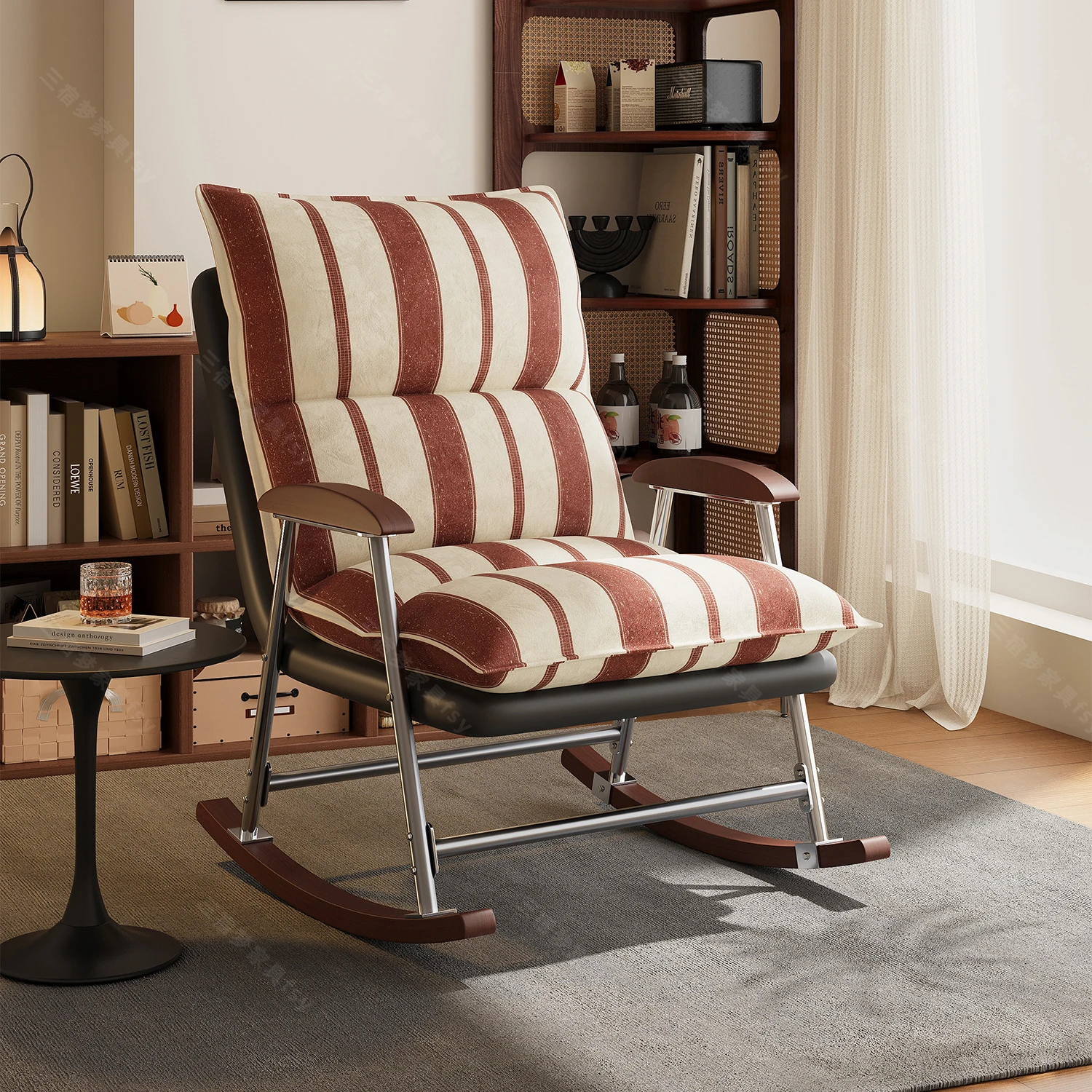 

DSA retro sleepable reclining casual backrest adjustable rocking chair recliner balcony casual lazy sofa