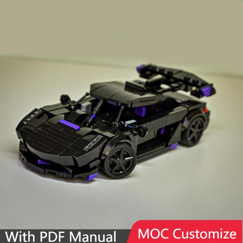 

311 PCS Moc Customize Creativel Black Cool Racing Car Model Supercar Building Blocks Speed Vehicle Bricks Toys Kids Adult Gifts