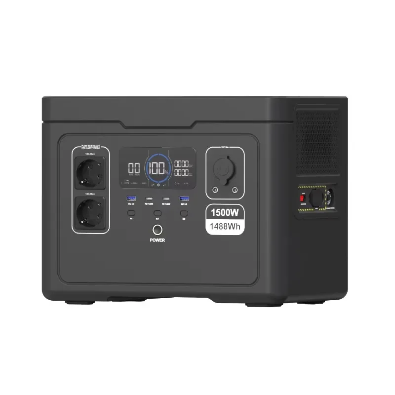 Generador Solar Portátil de Alta Calidad de 1500W 1500Wh, Silencioso, para Emergencias en el Automóvil, con Batería LiFePO4, Onda Sinusoidal Pura, MPPT, Tipo C