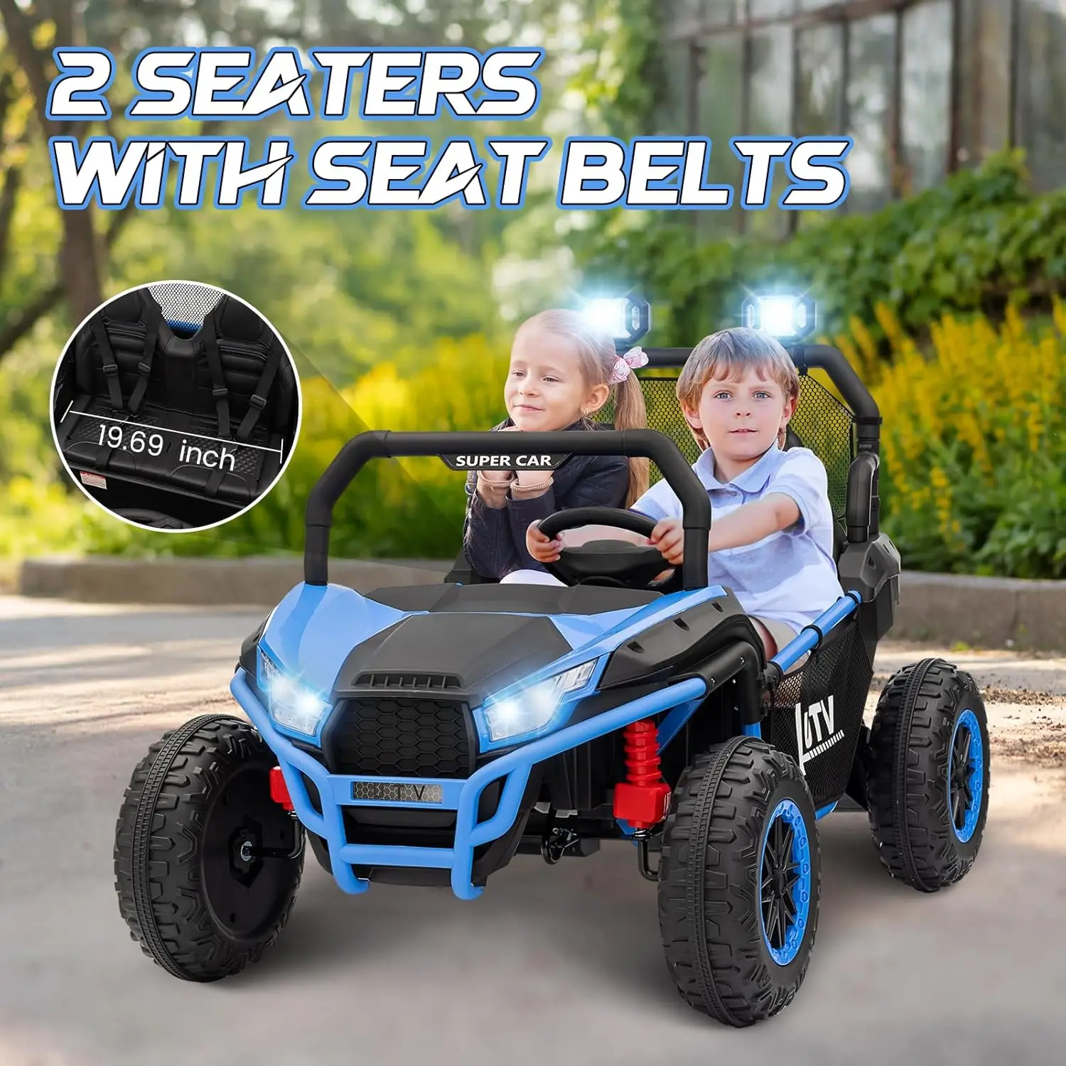 24V Ride on UTV Kids Car with Remote Control, Ride on Truck with Spring Suspensions, 2 Speeds,Lights, Treaded Tires