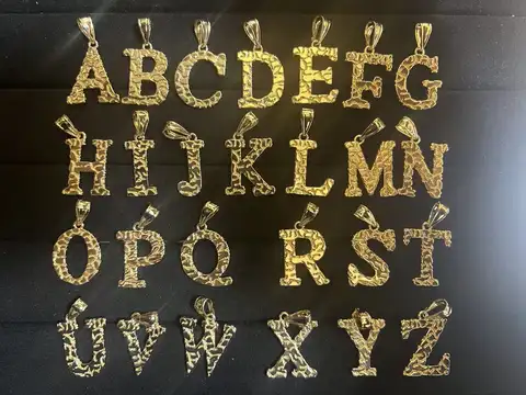 Initial Nugget Letter Alphabet Charm Pendant Necklace