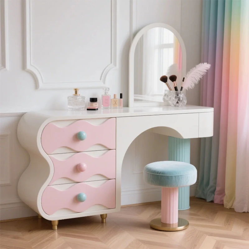 Dopamine Cream Wind Dresser New Solid Wood Bedroom Dresser Chest Locker Storage Drawer Cabinet Makeup