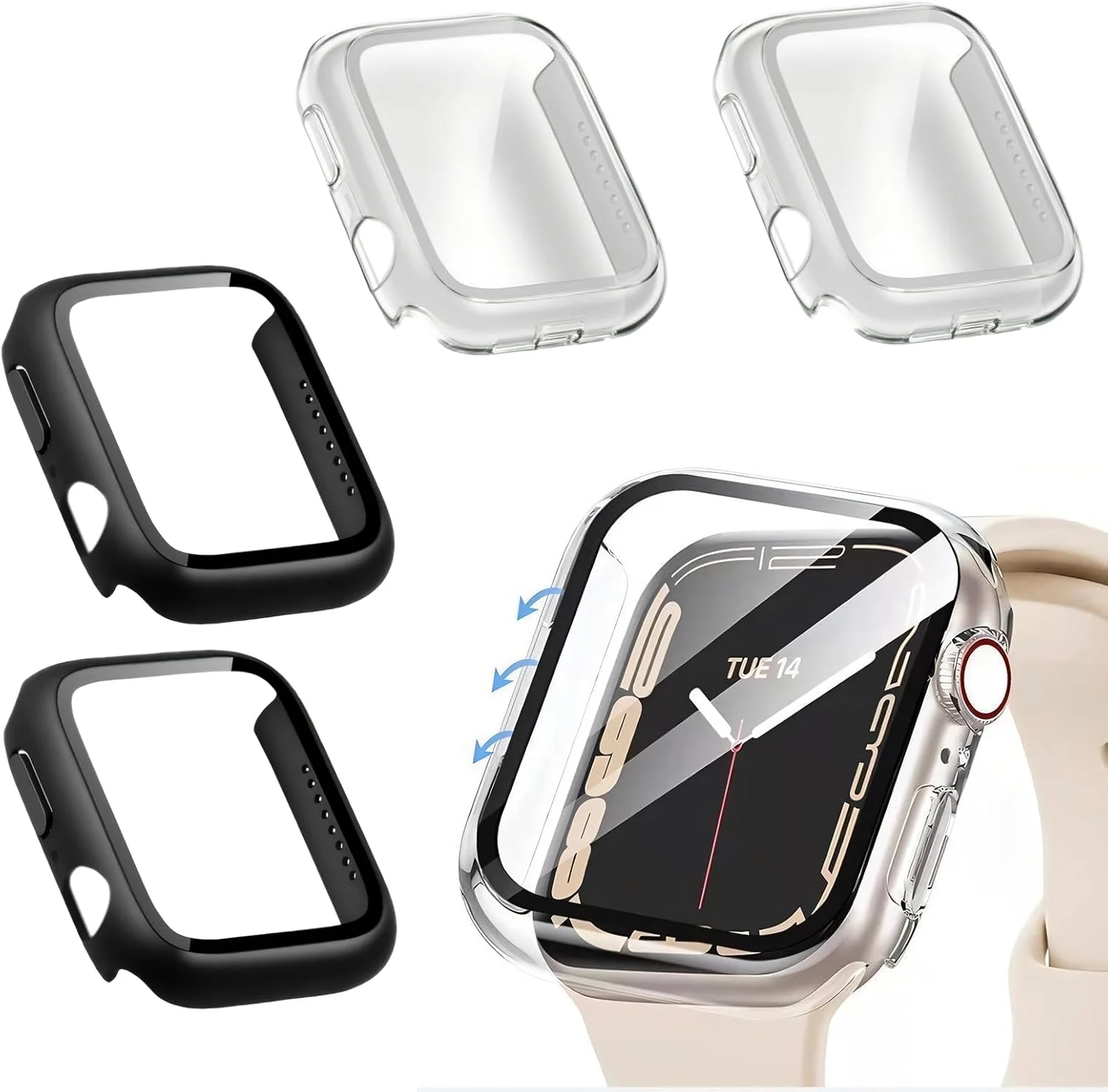 Glass+Cover For Apple Watch case 10 9 8 7 6 SE 5 iWatch Accessorie Screen Protector iWatch series 46mm 44mm 40mm 41 45mm 38 42mm