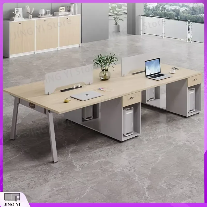 Wooden Office Desk with Adjustable Height Ergonomic Standing Desk for 4 to 6 People Workstation Lab Table Science Desk Study