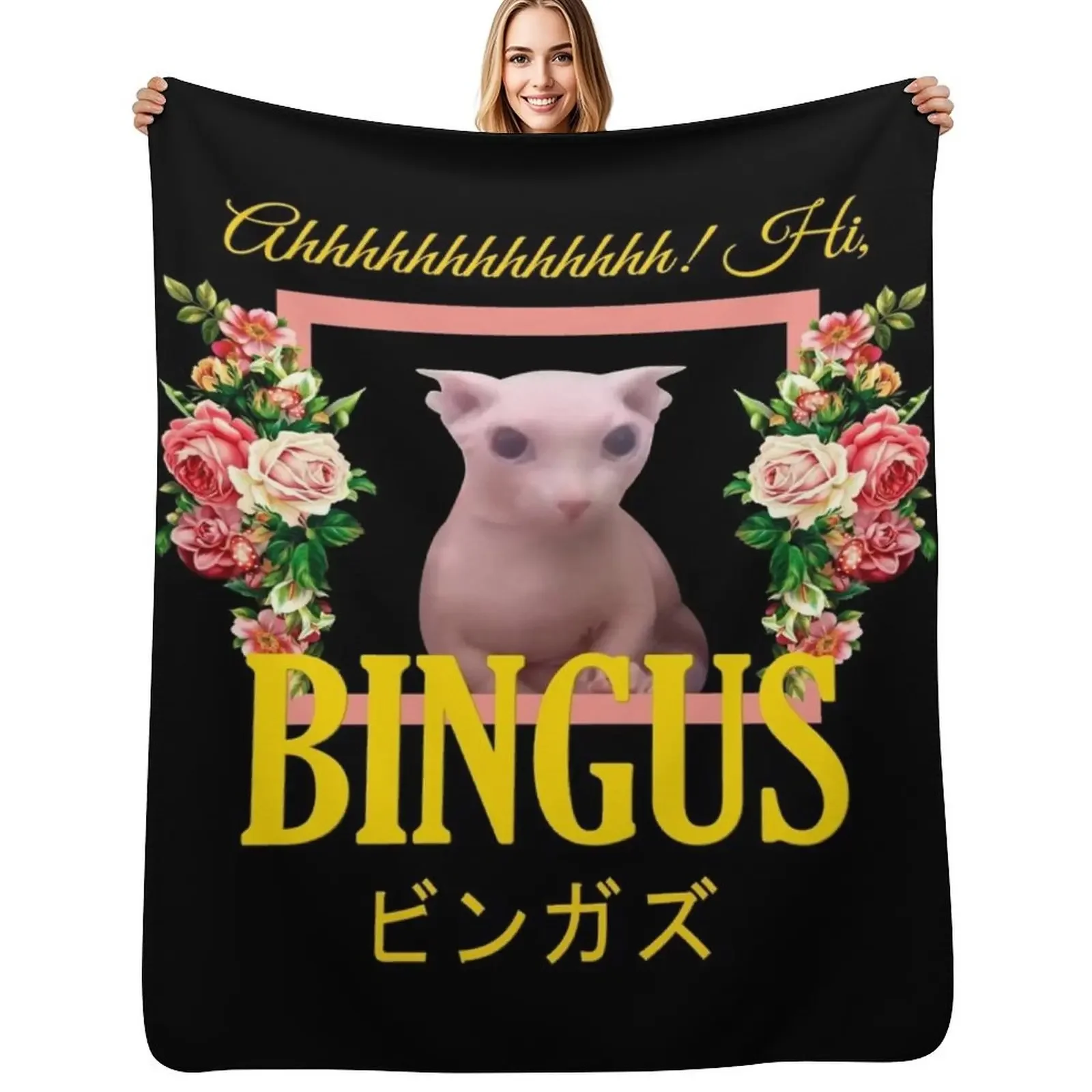 

Bingus Floral Aesthetic Throw Blanket halloween Luxury Designer Plaid Blanket