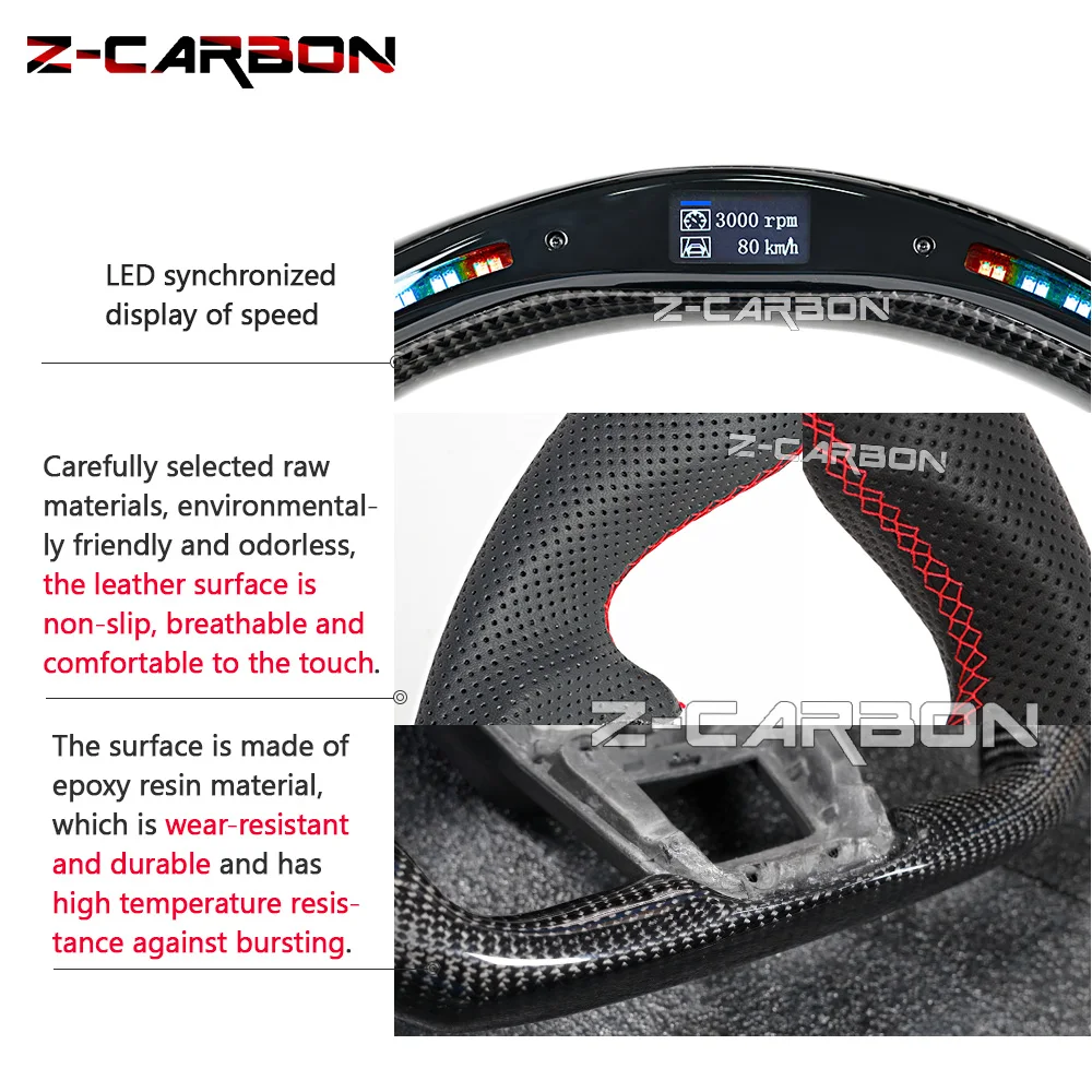 Car Leather Carbon Fiber Customized Steering Wheel Kit For Audi A6 A6L RS3 RS4 RS5 RS6 RS7 S3 S4 S5 2012-2017