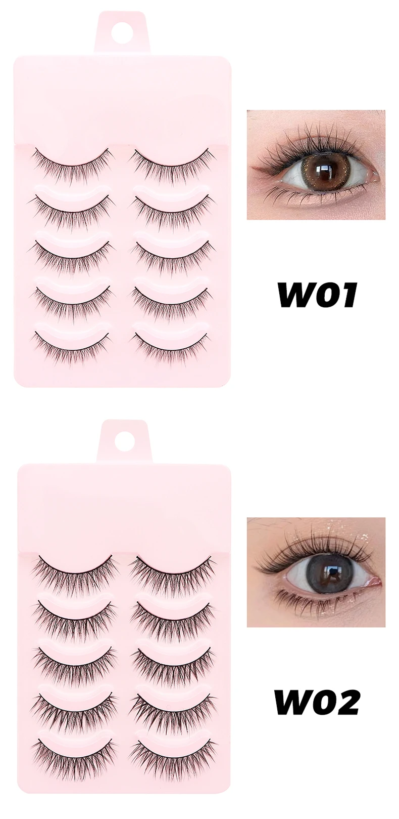 DINGSEN 5 Paar Manga-Wimpern, Augen-Wimpern, weiche, natürliche lange Wimpern, künstliche Wimpern, Anime-Wispy-Streifen, falsche Wimpern, Make-up – Detail 23