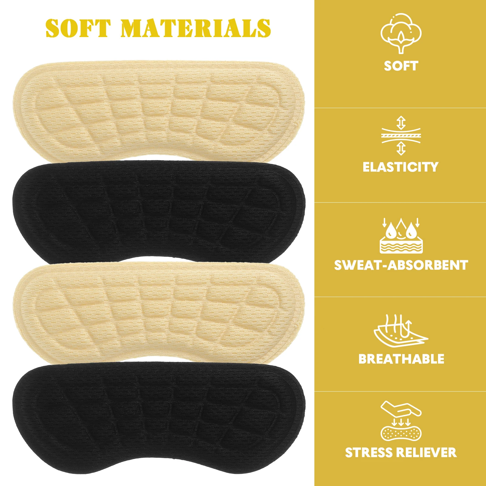 

4 Pairs Black Thin Heel Protectors Breathable Soft Material High Shoes Women Cushioned Anti Wear Foot Stickers Sweat Absorbent