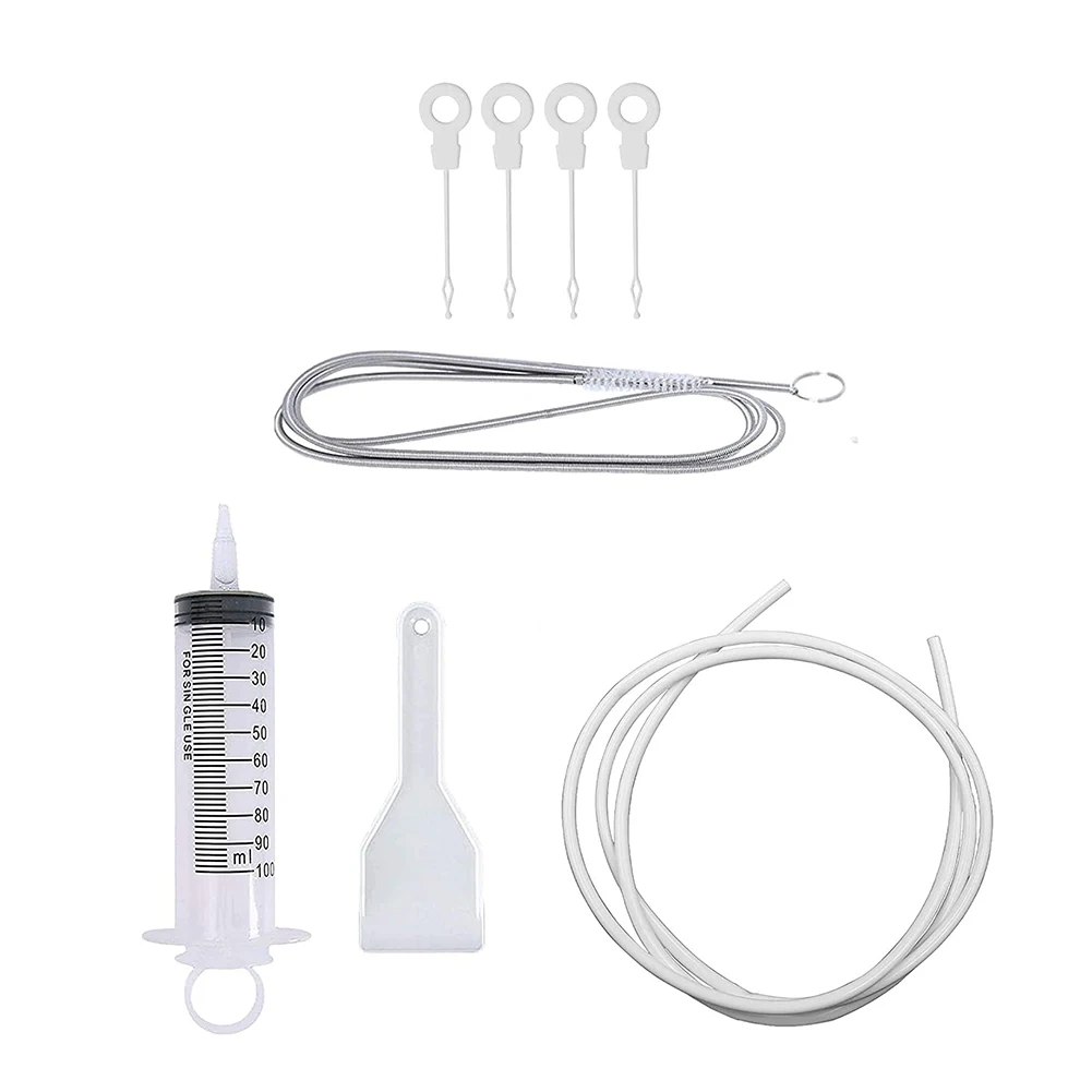 

8Pcs Refrigerator Cleaning Device Stainless Steel Hose Refrigerator Drain Hole Clog Remover Set Hangable for Household Cleaning